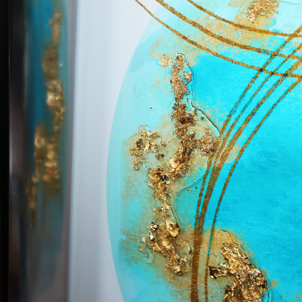 Bubbles Aqua & Gold I 89x89cm