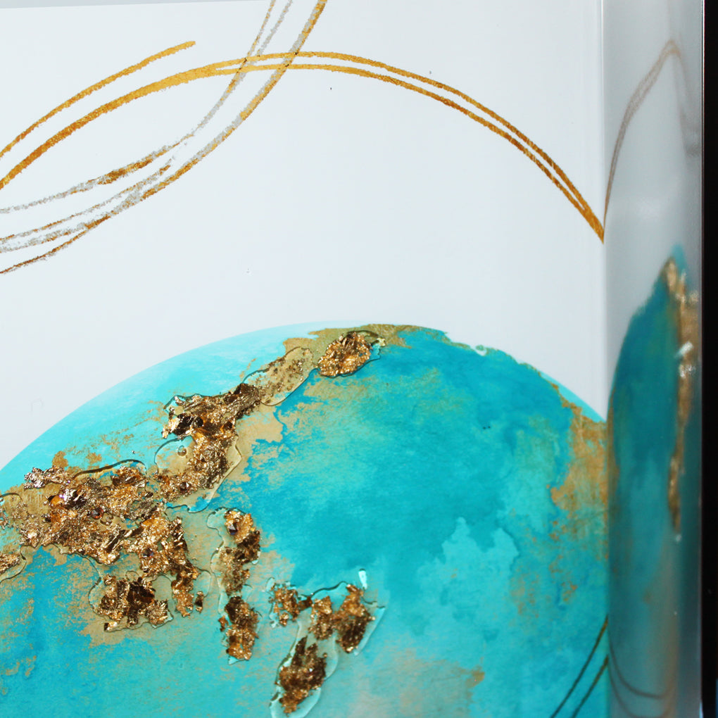 Bubbles Aqua & Gold II 89x89cm