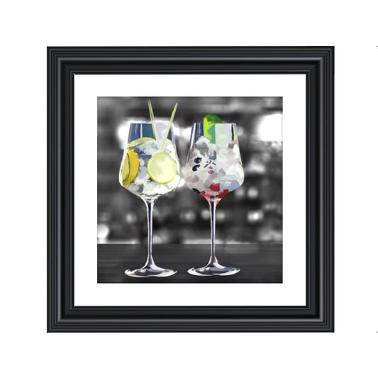 Gin Glasses Painting Print Framed
