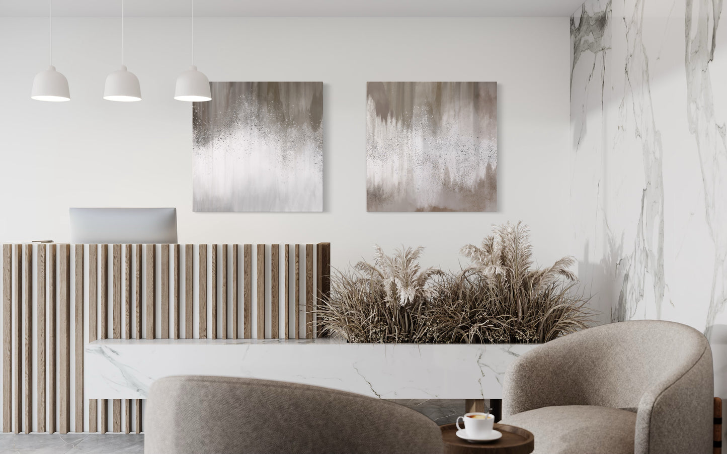 Fawn and Silver Abstract on Canvas