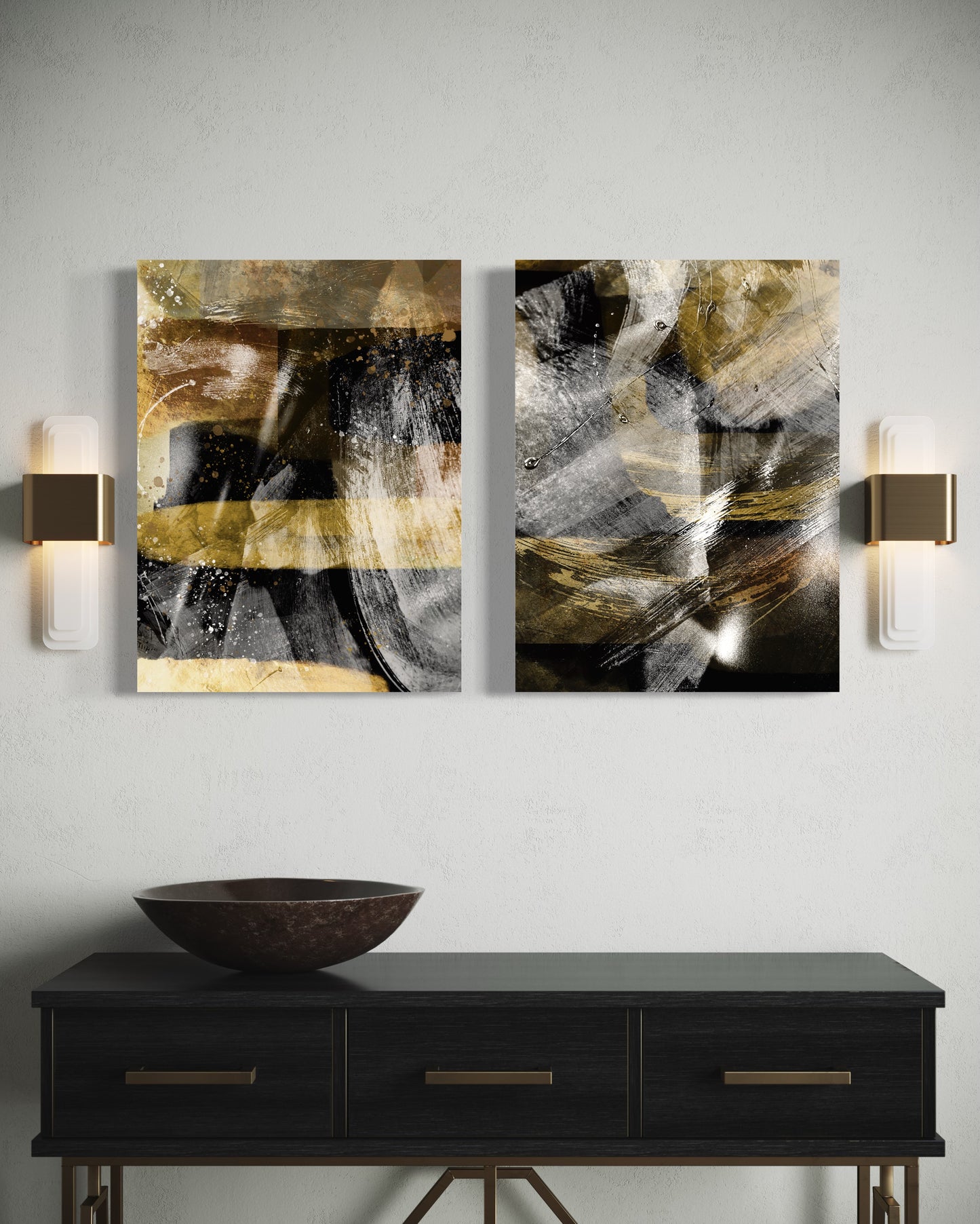 Gold Abstract Goldmine 1 Painting Print on Canvas