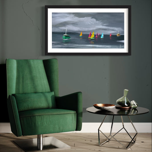 Sailboat Picture Liquid Foil Wall Art