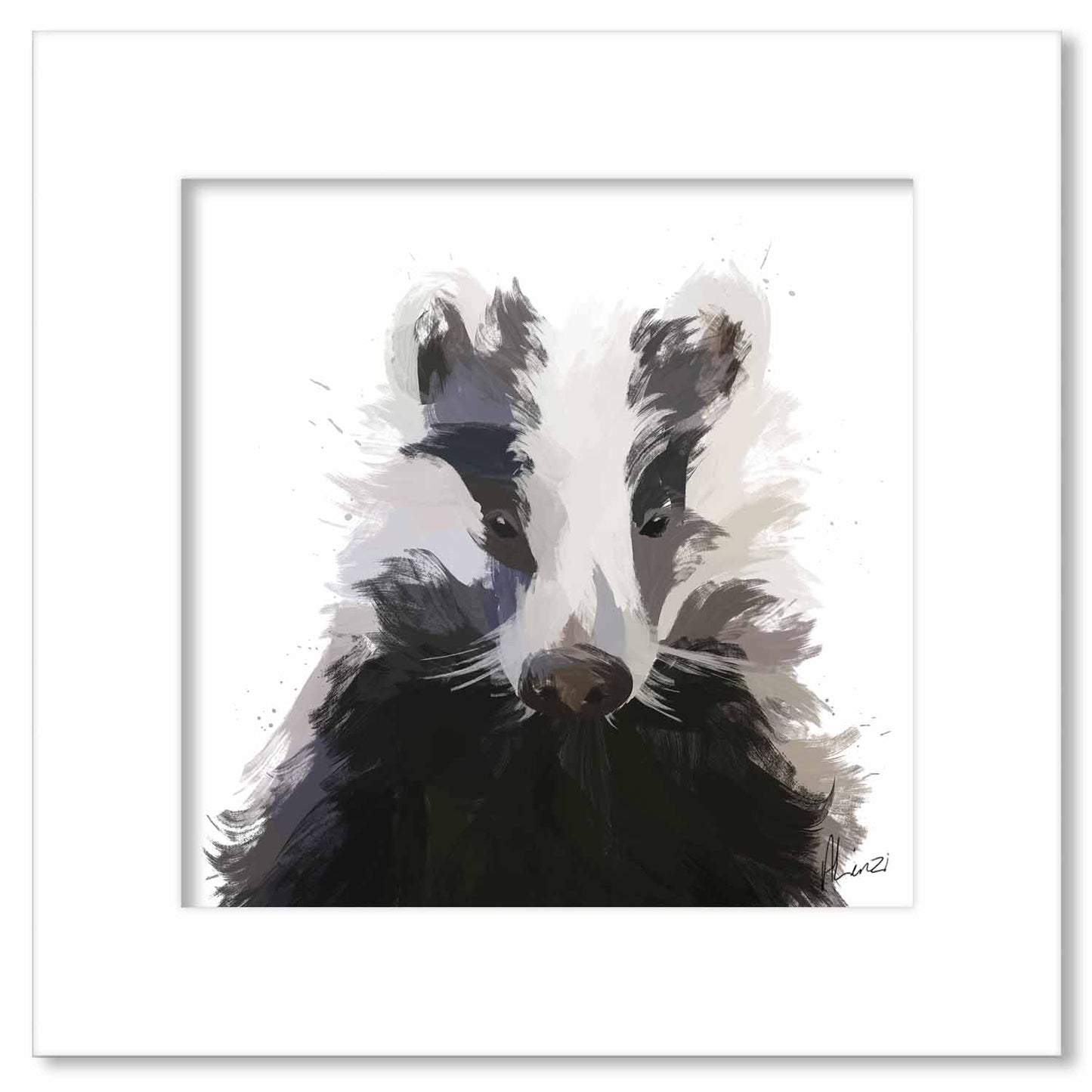 Badger White Painting Print
