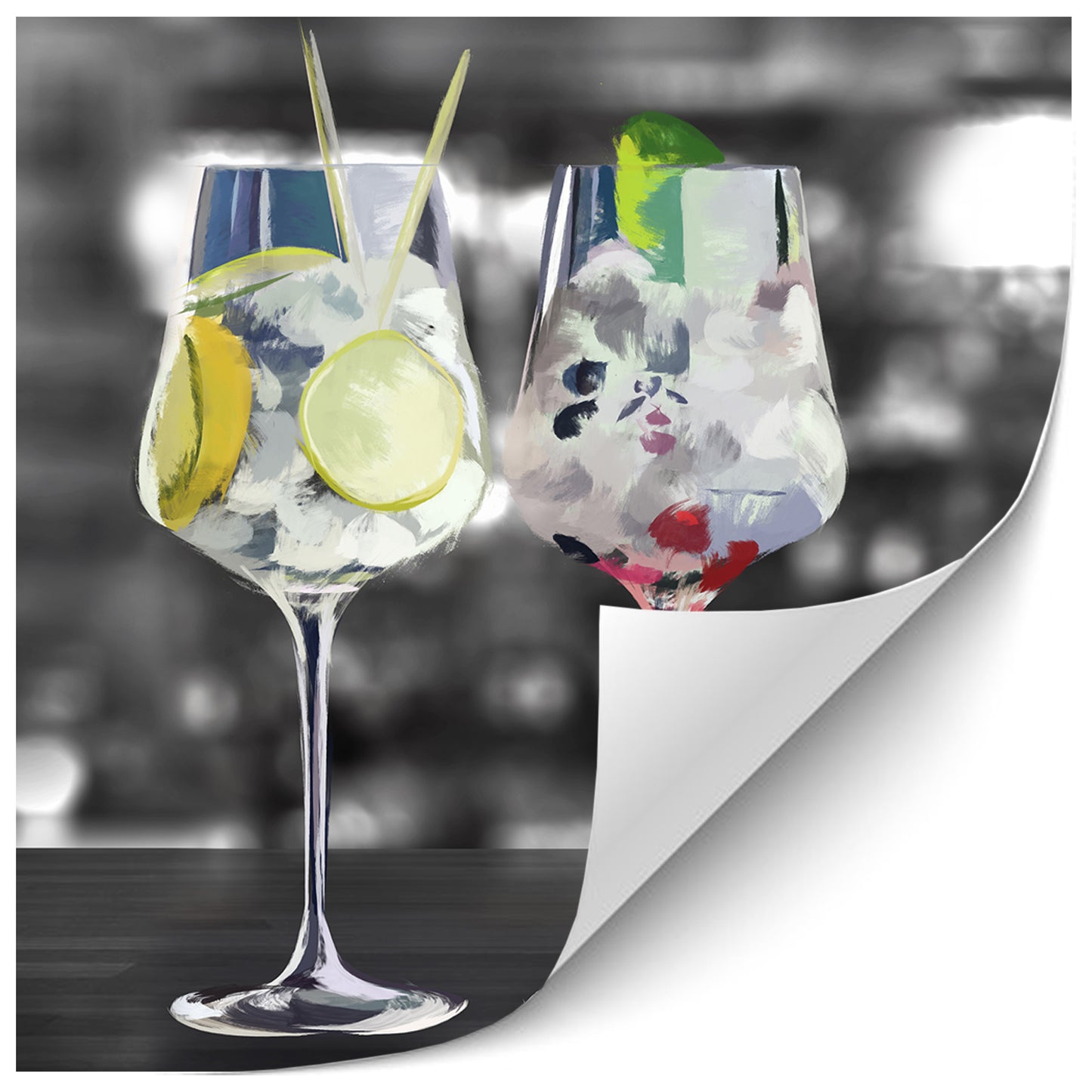 Gin Glasses Painting Print
