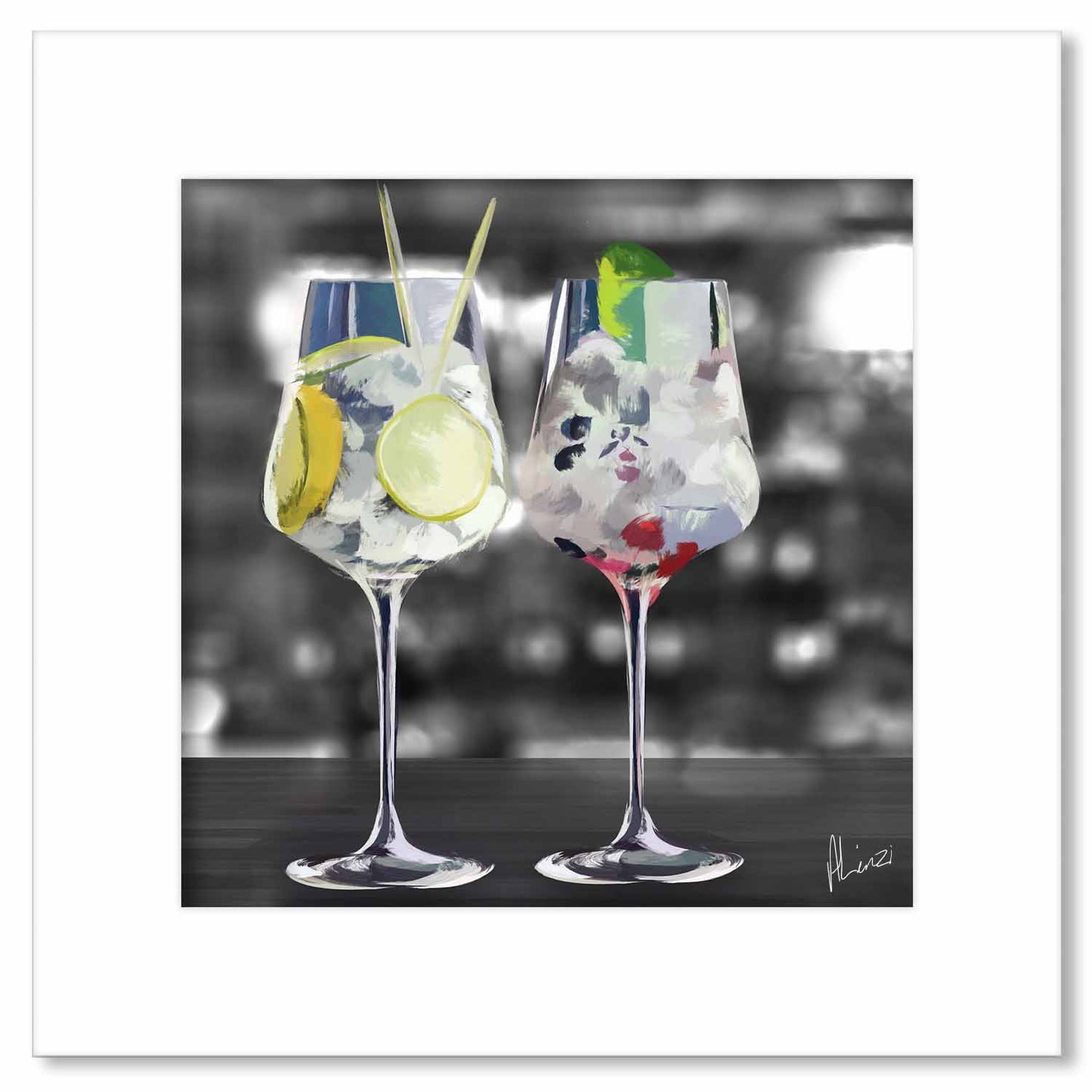 Gin Glasses Painting Print