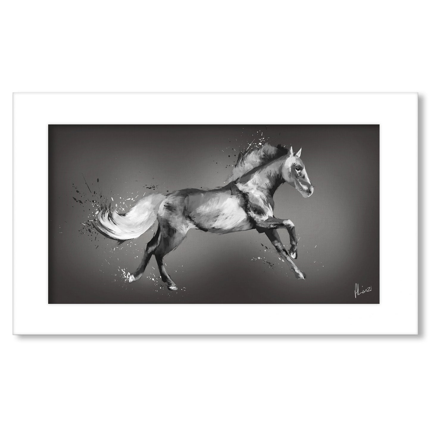 Silver Horse Painting Print Landscape
