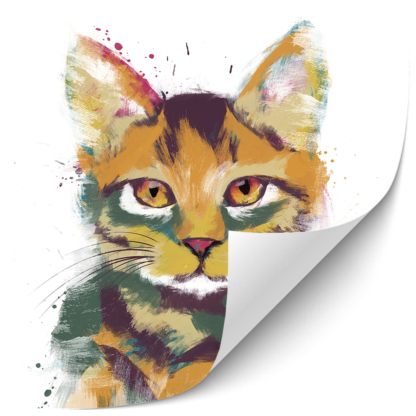 Cat Multicoloured Tabby Painting Print