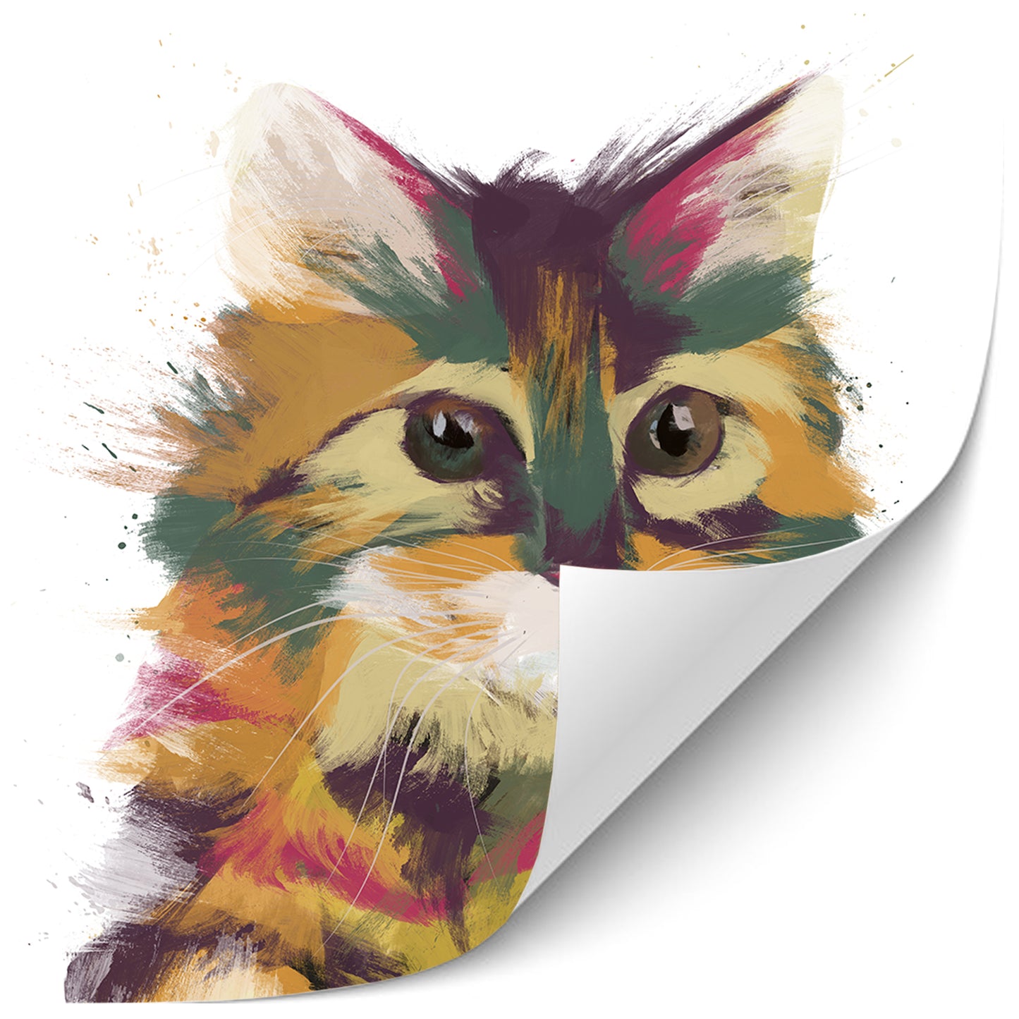 Cat Multicoloured Persian Painting Print