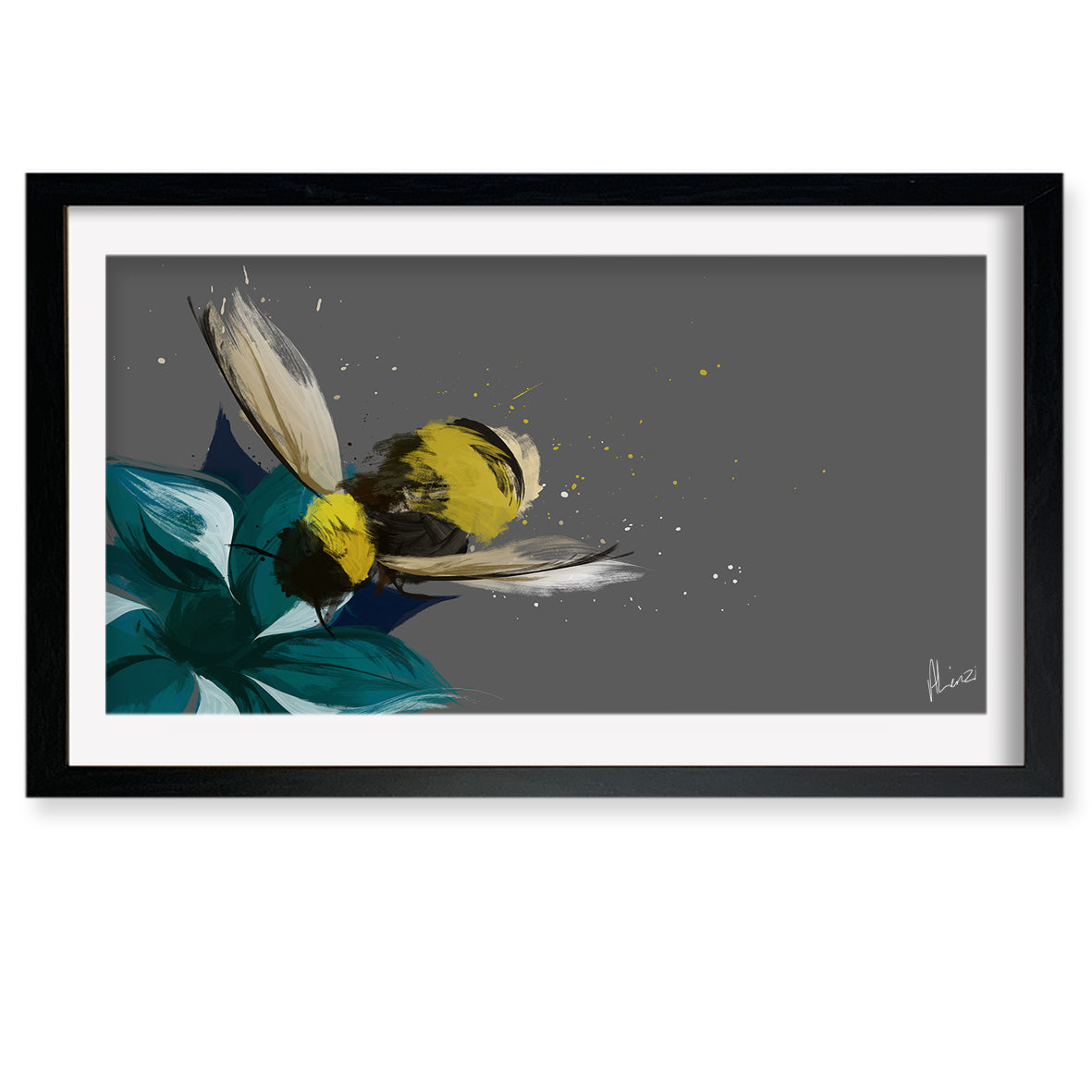 Bee in Flight Liquid Foil Print by Aimee Linzi