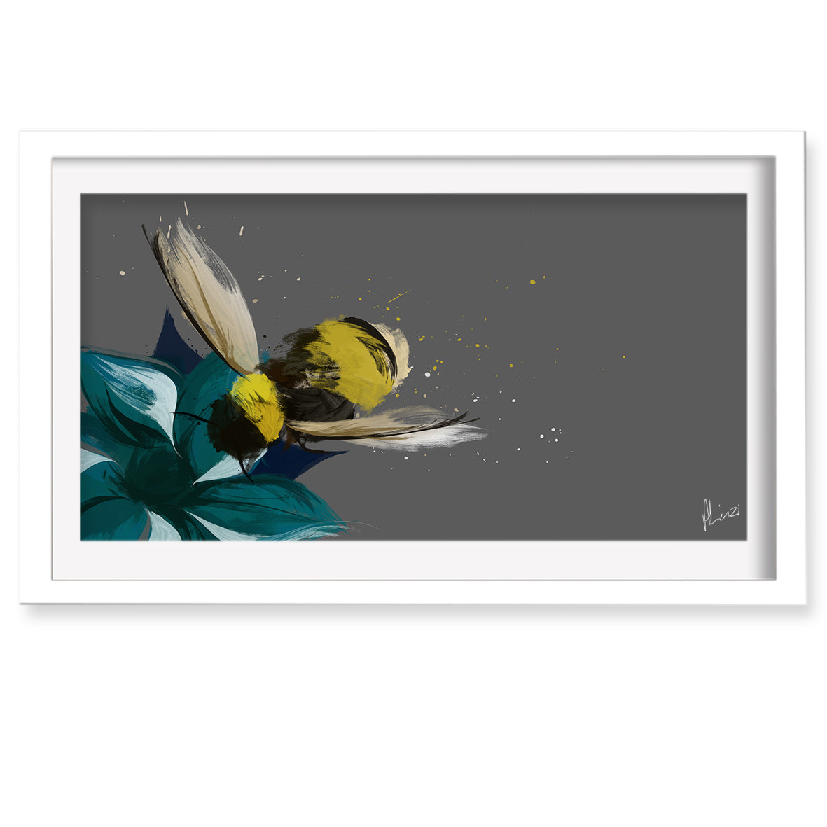 Bee in Flight Liquid Foil Print by Aimee Linzi