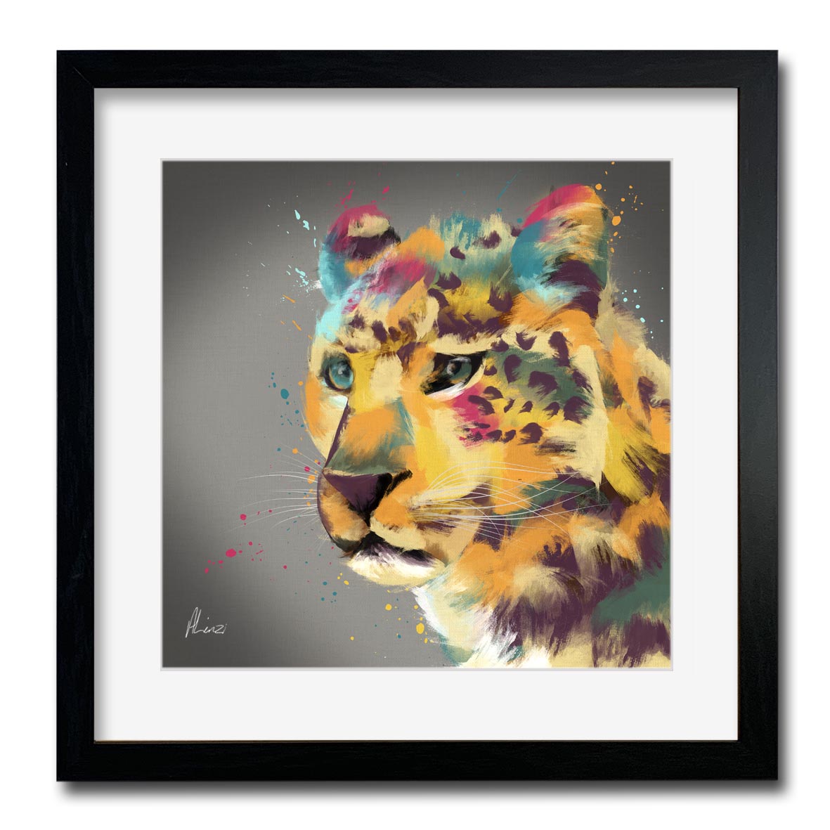 Colourful Cheetah Liquid Foil Framed Wall Art