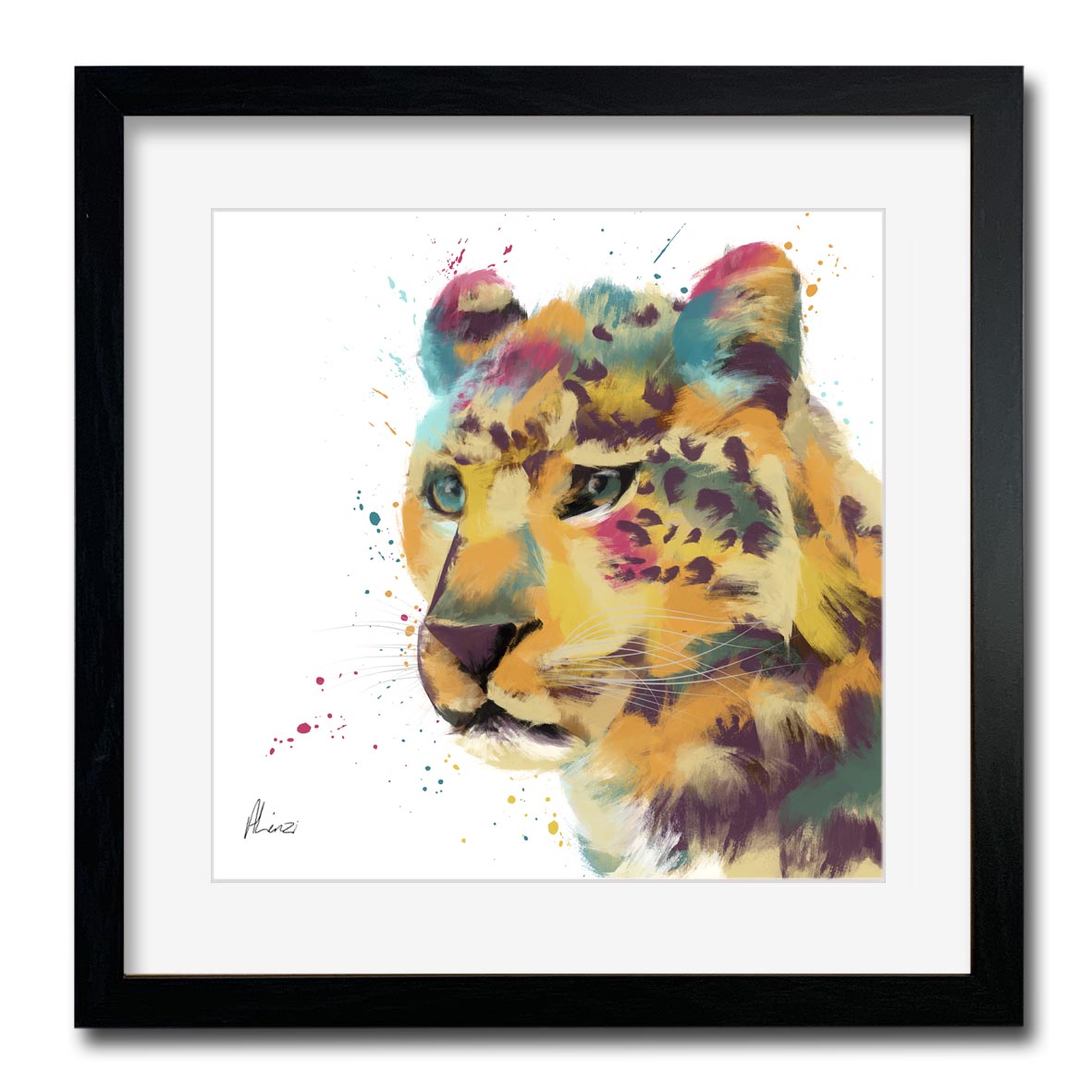 Colourful Cheetah Liquid Foil Framed Wall Art