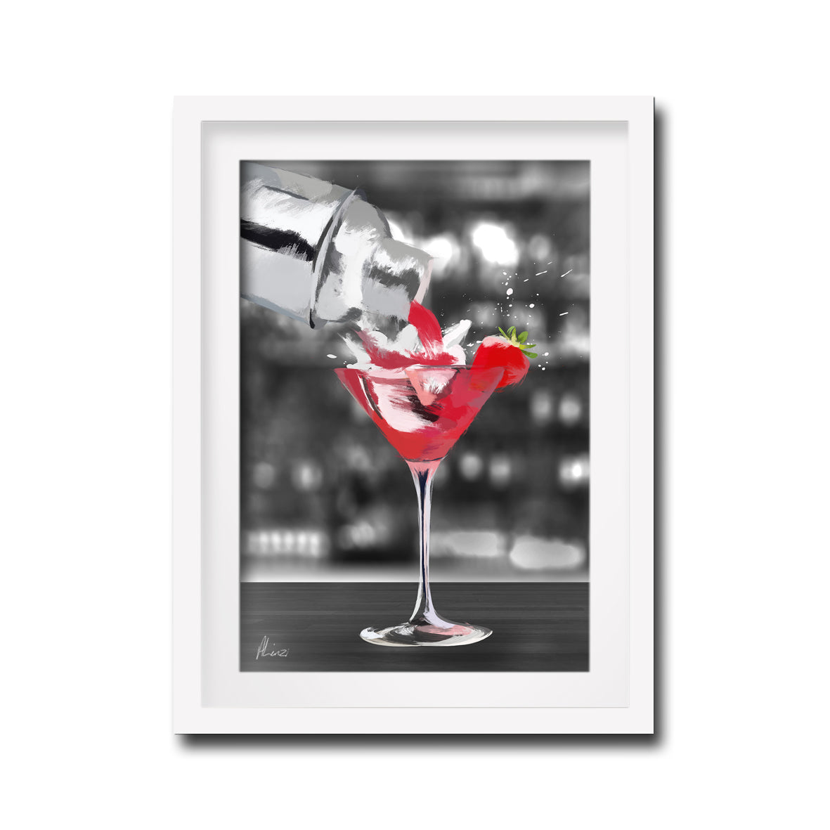 Cocktail Glass Painting Print Framed