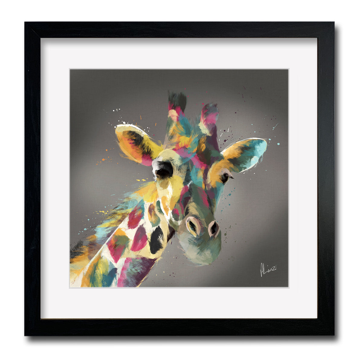 Giraffe Wall Painting Print Framed