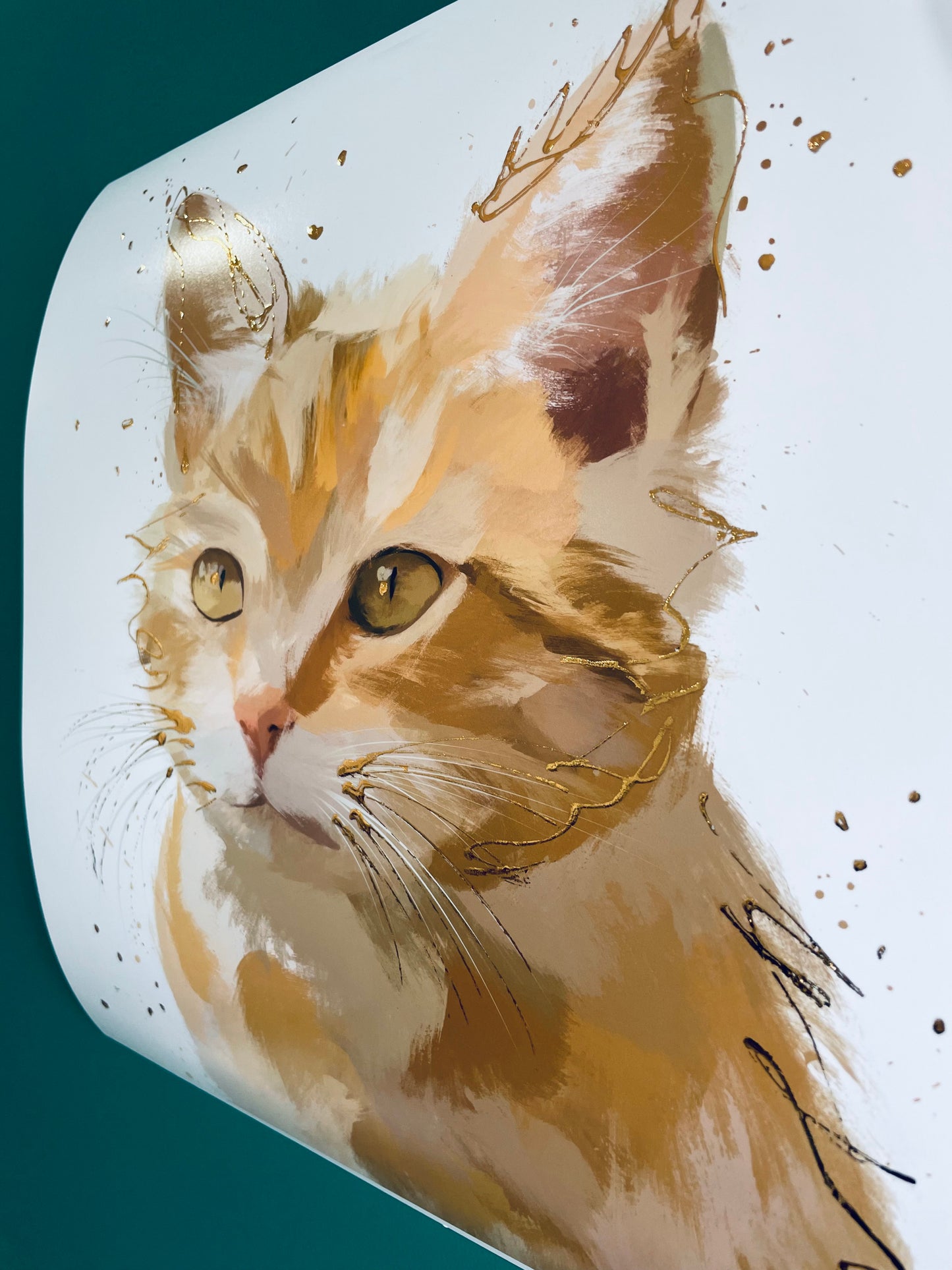 Cat Ginger Painting Print