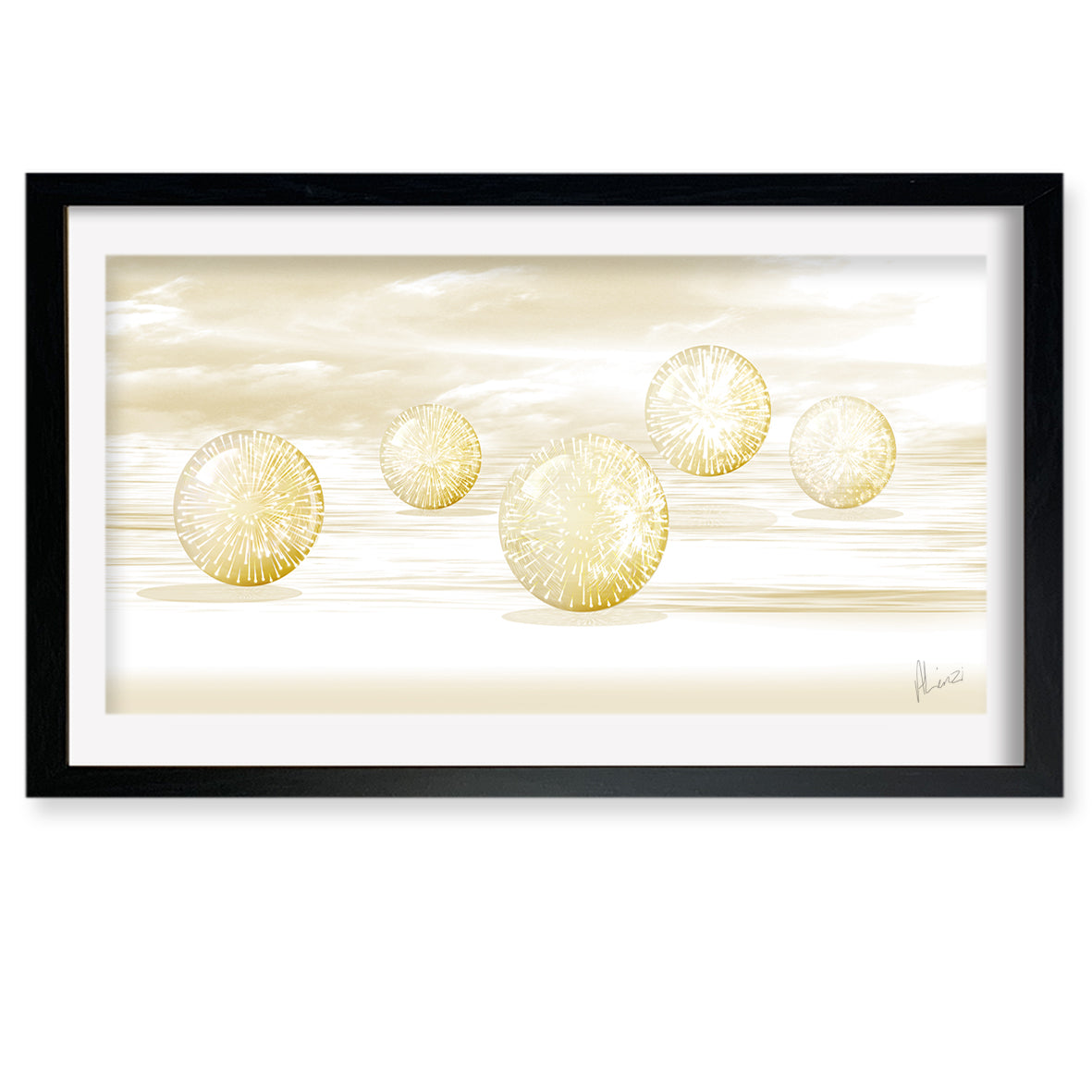 Golden Orbs Print Framed by Aimee Linzi