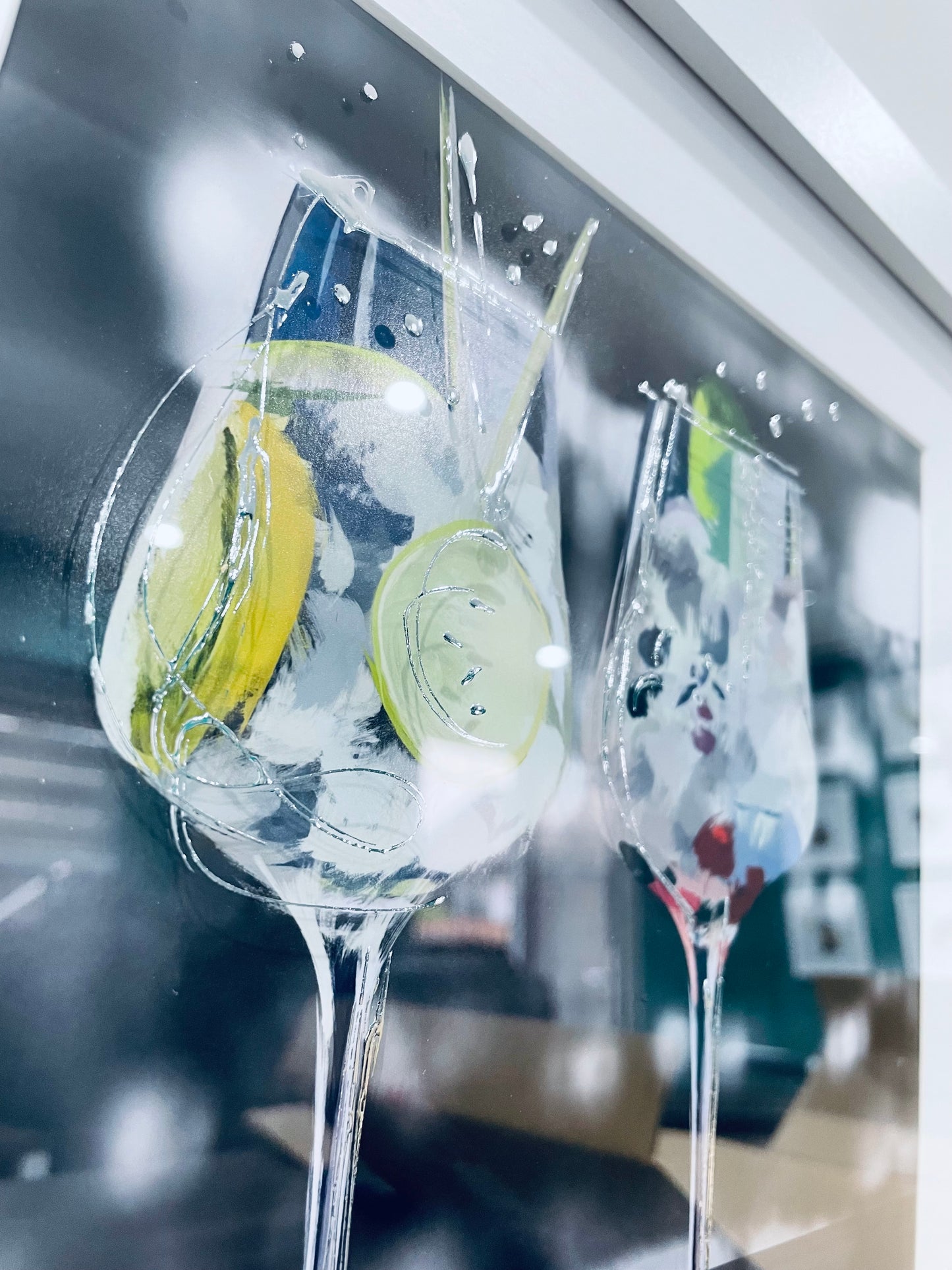 Gin Glasses Painting Print Framed