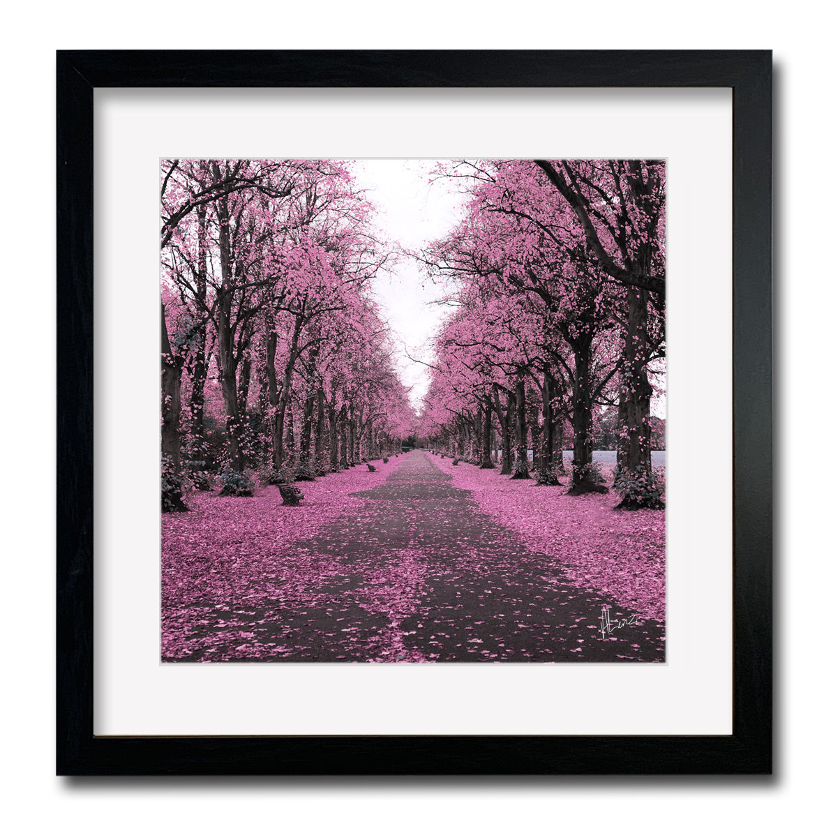 Trees Pink Painting Print Framed