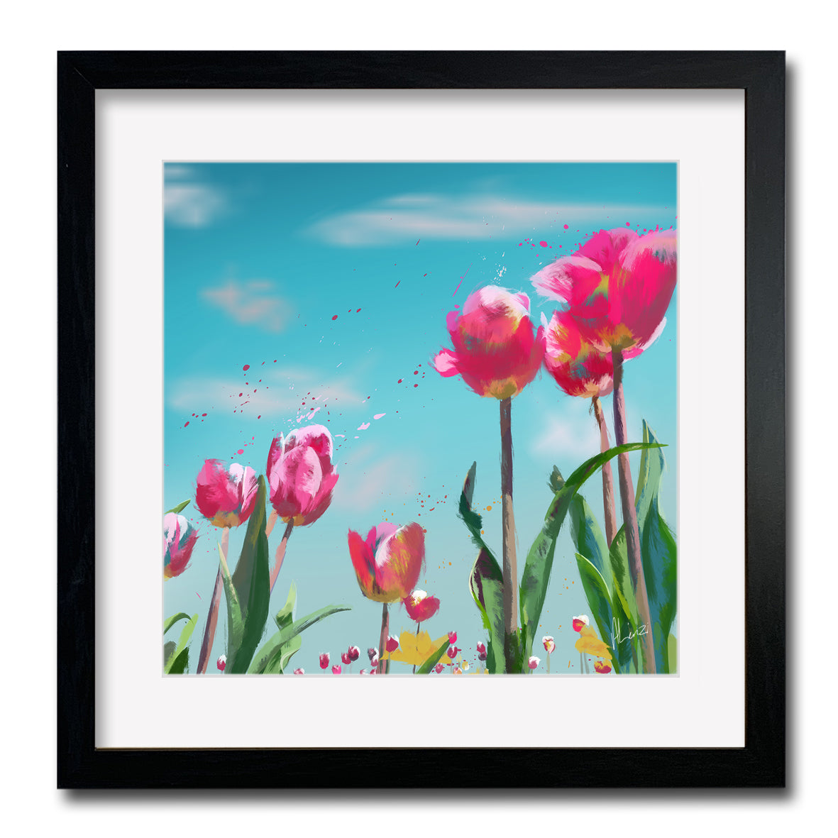 Tulip Meadow Painting Print Framed