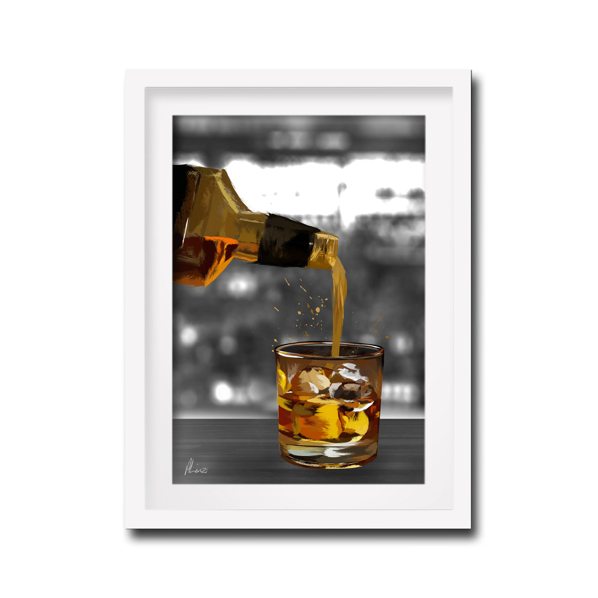 Whiskey Glass Print Liquid Foil Wall Art