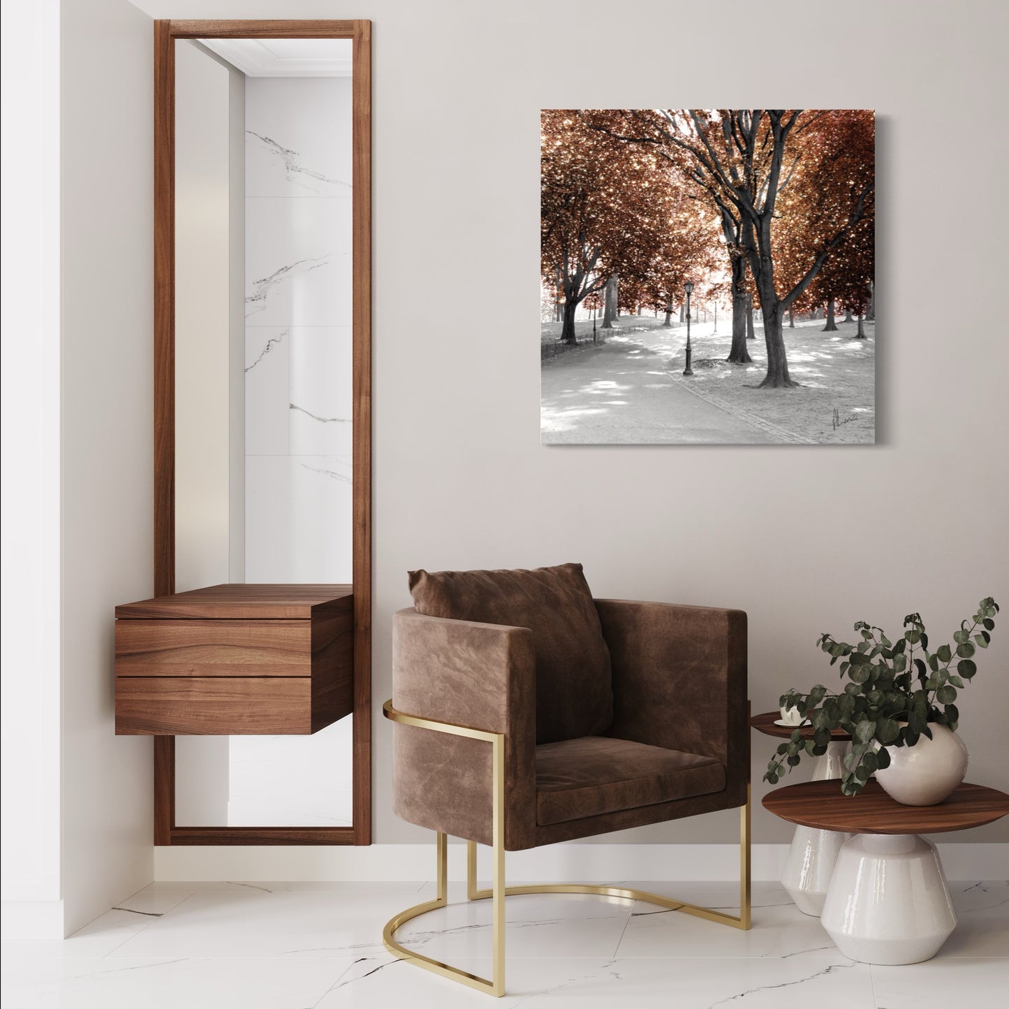 Path Bronze Painting Print on Canvas