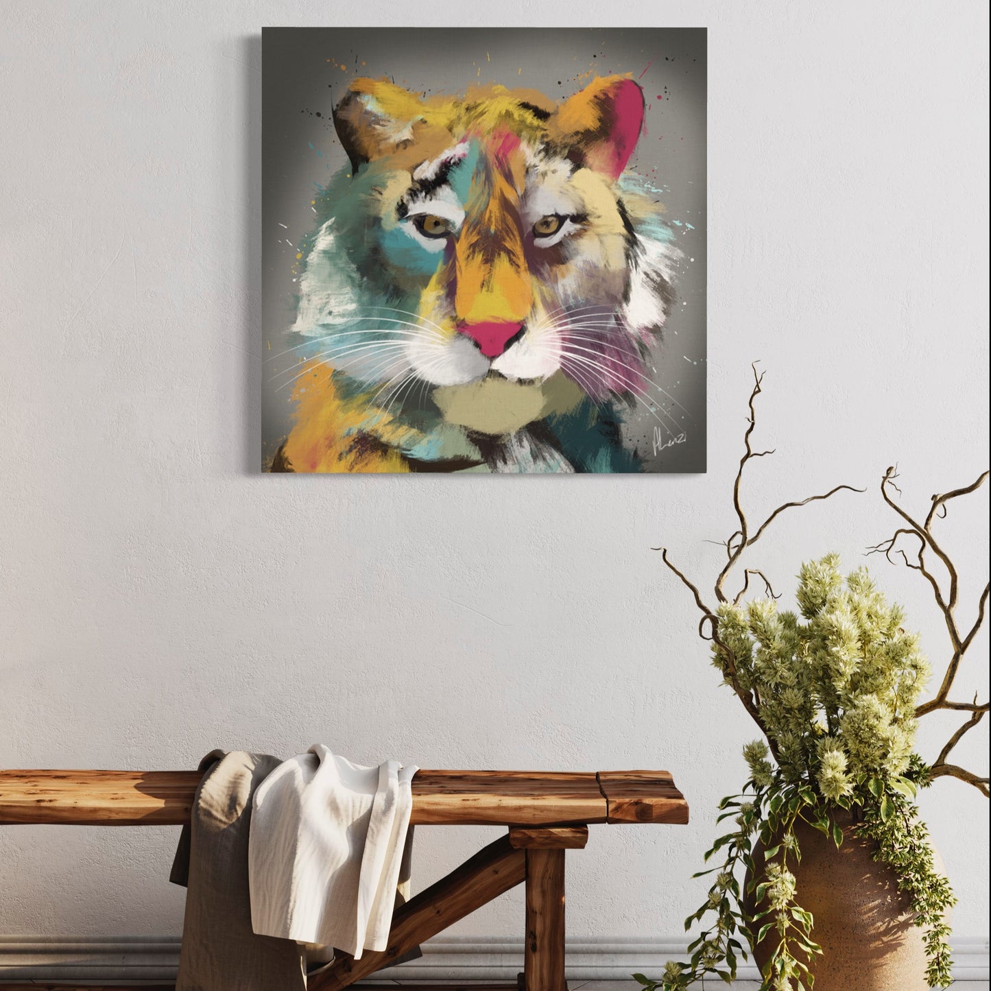 Tiger Multi Painting Print on Canvas