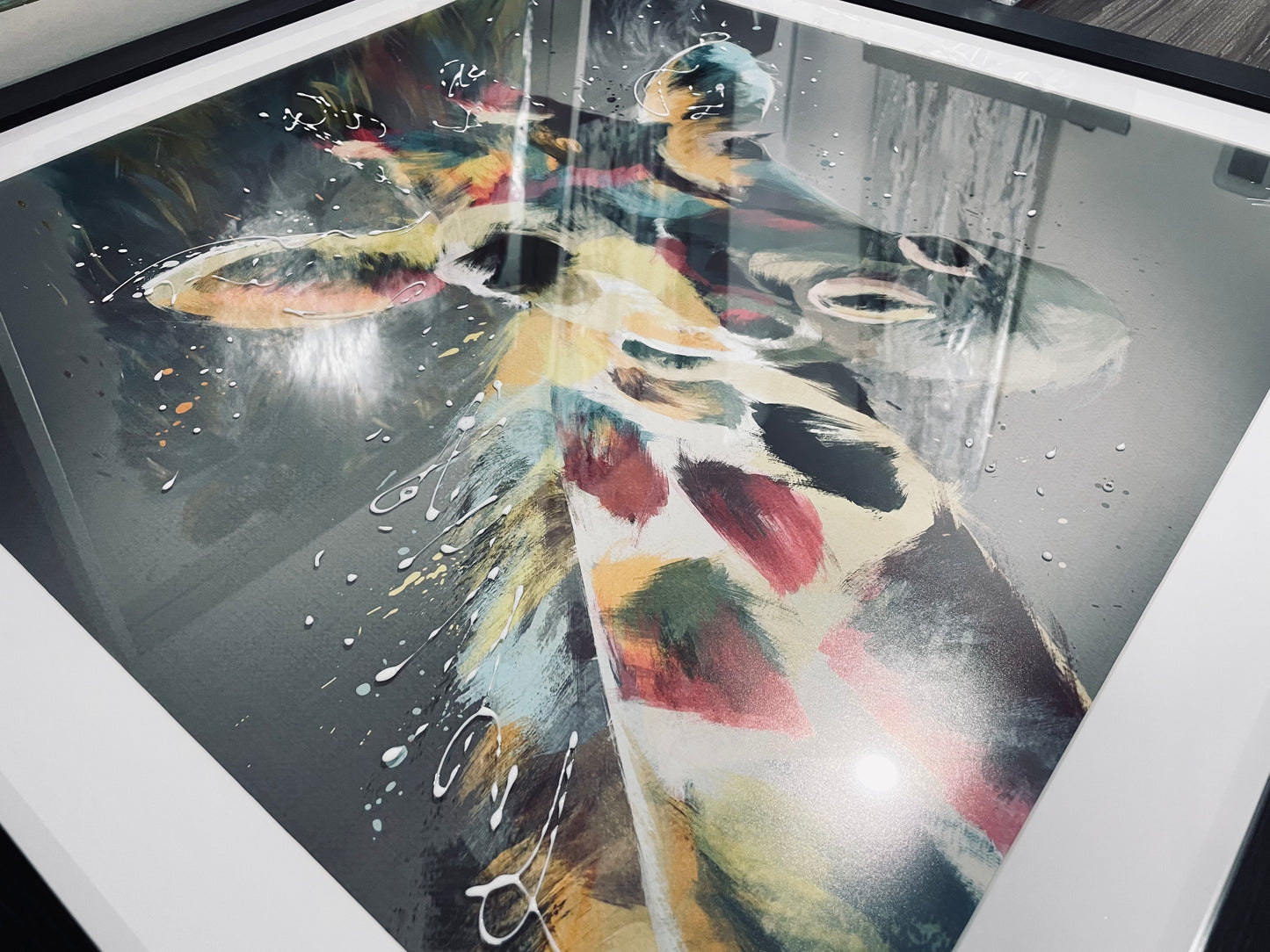 Giraffe Wall Painting Print Framed