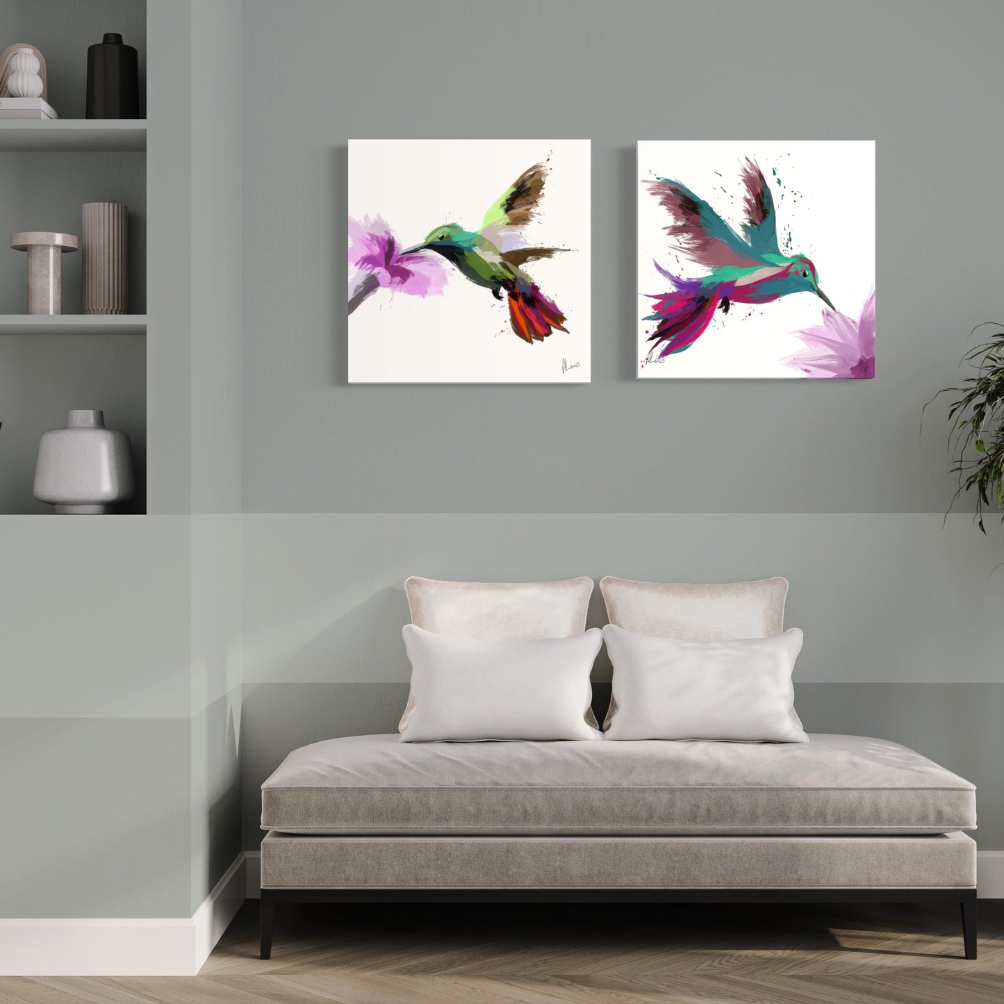 Hummingbird 1 Painting Print on Canvas