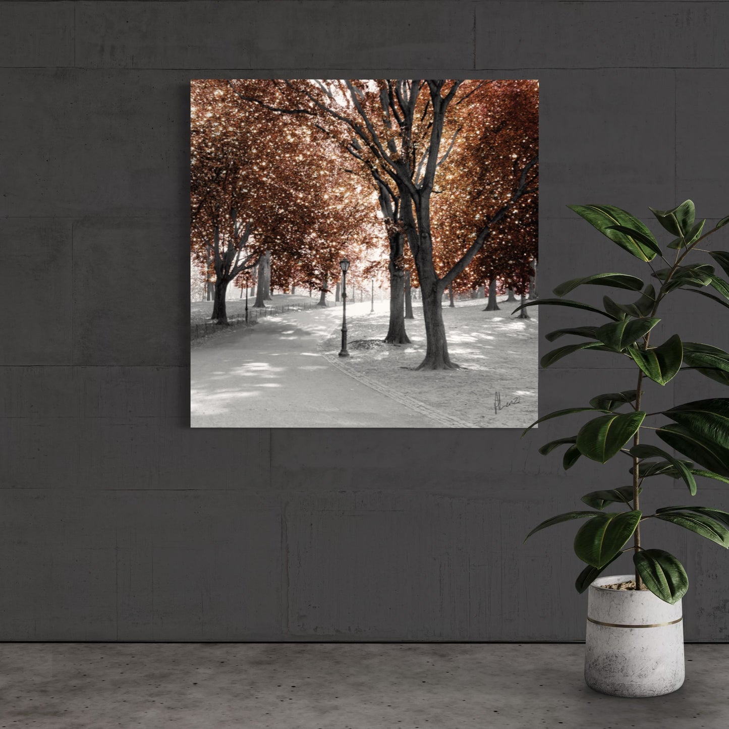 Path Bronze Painting Print on Canvas