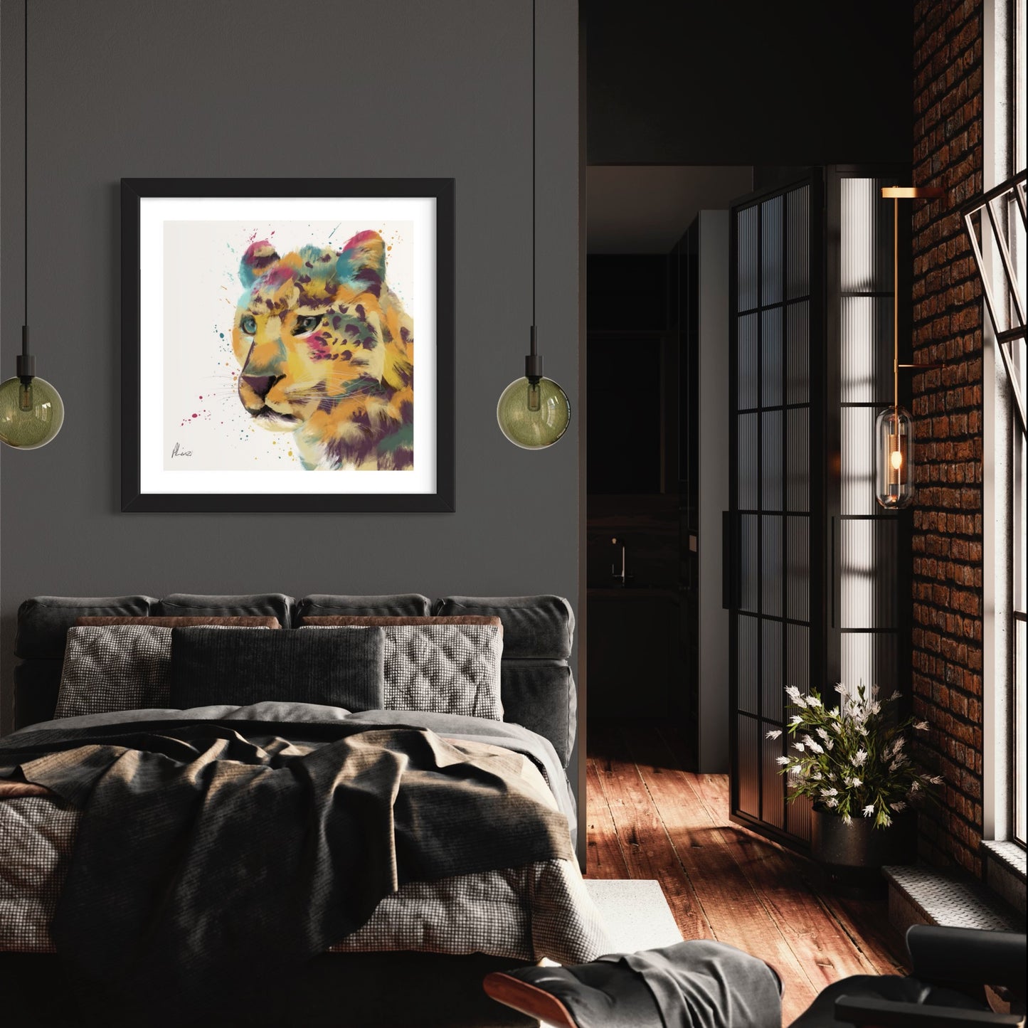 Colourful Cheetah Liquid Foil Framed Wall Art