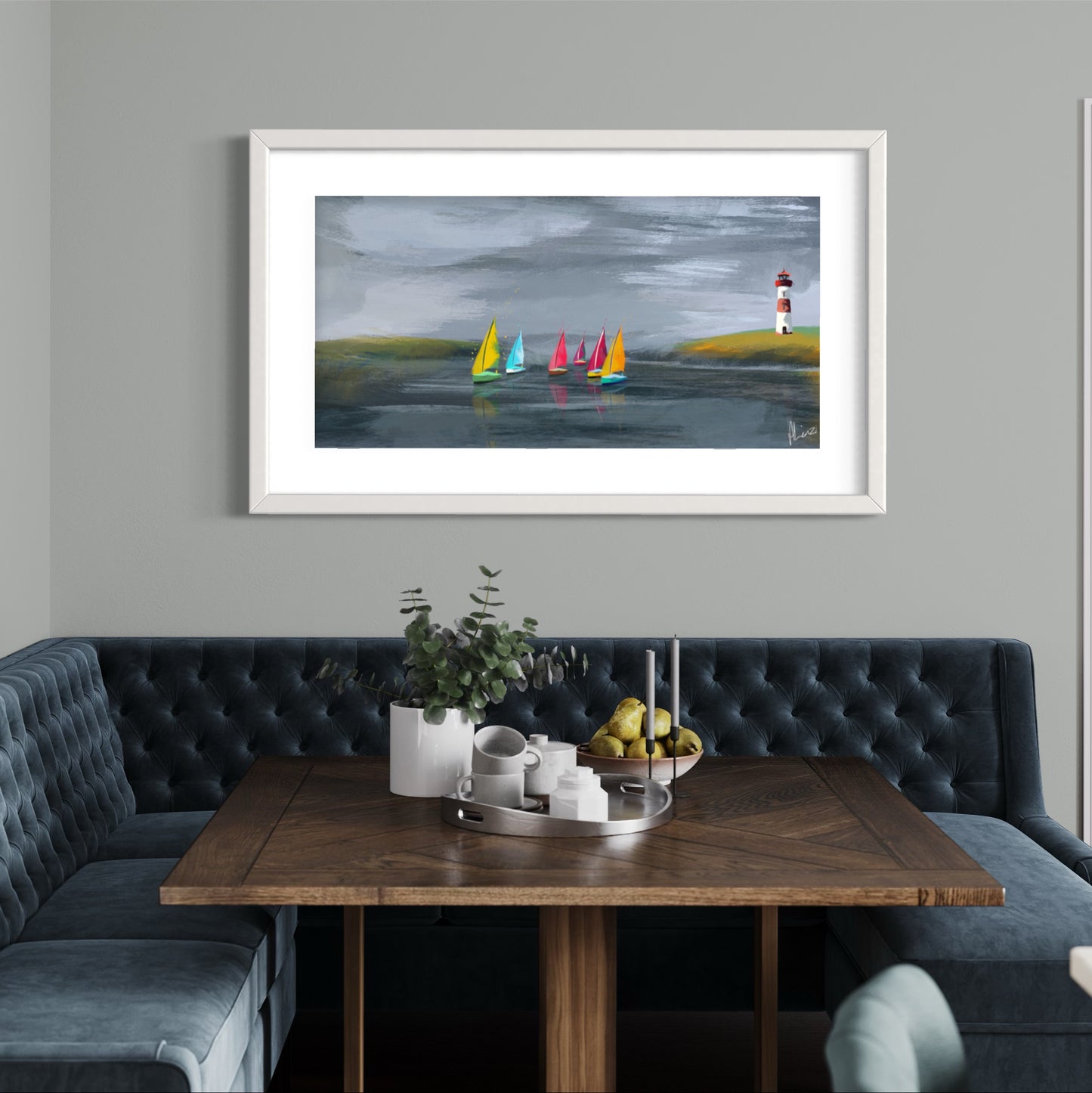 Lighthouse Painting Print Framed Landscape