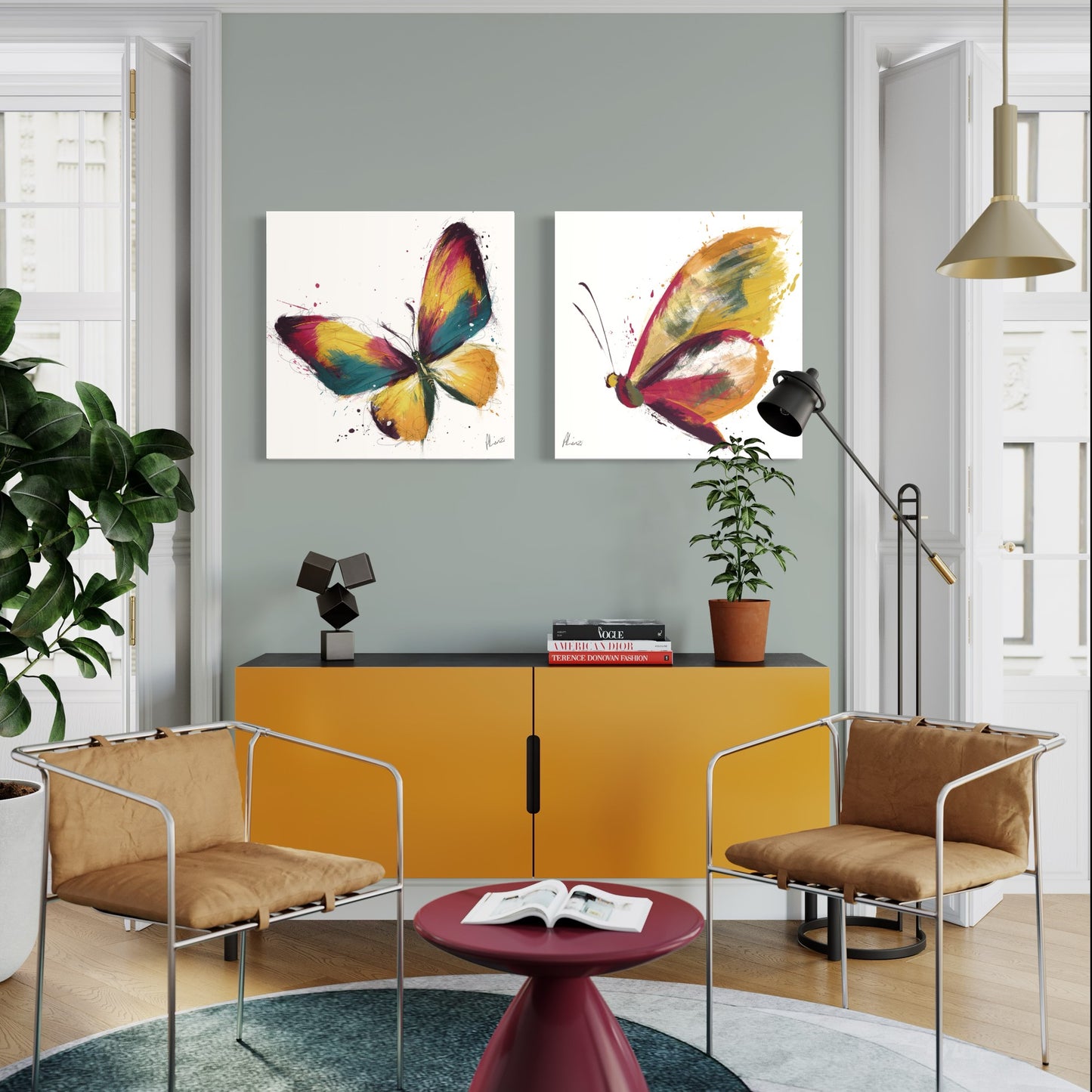 Botanical Butterfly Print on Canvas by Aimee Linzi