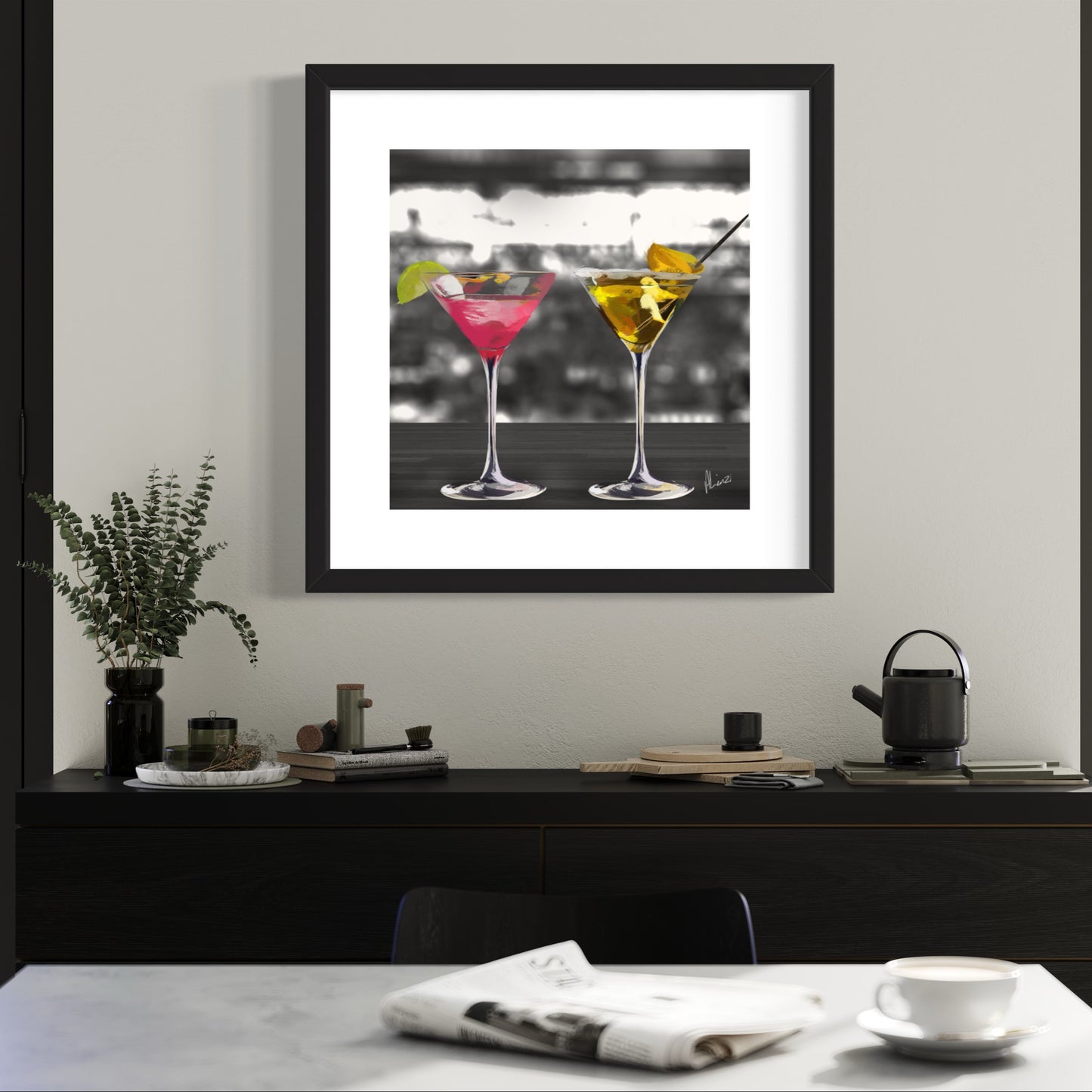 Cocktail Drinks Painting Print Framed
