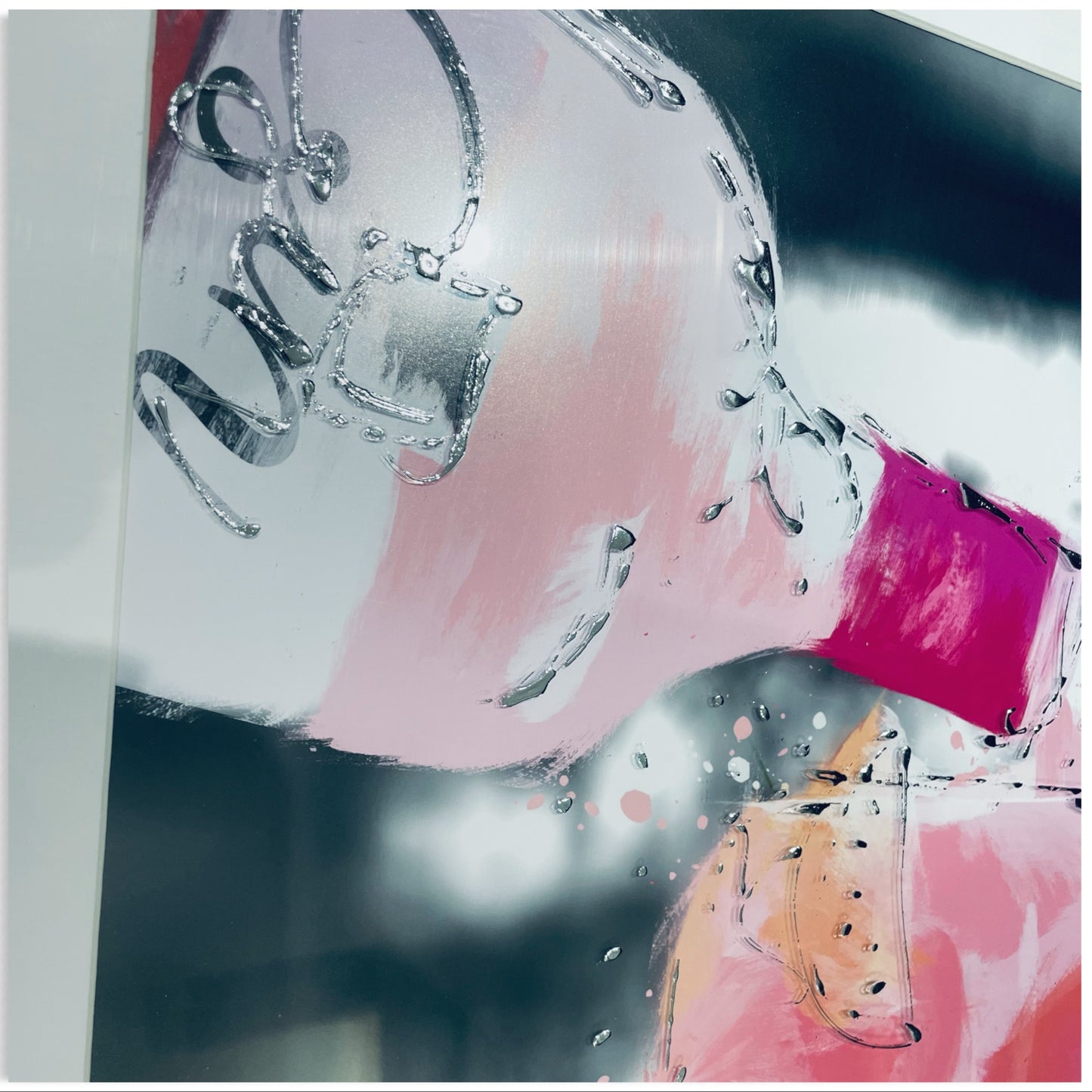 Pink Gin Painting Print Framed Liquid Foil