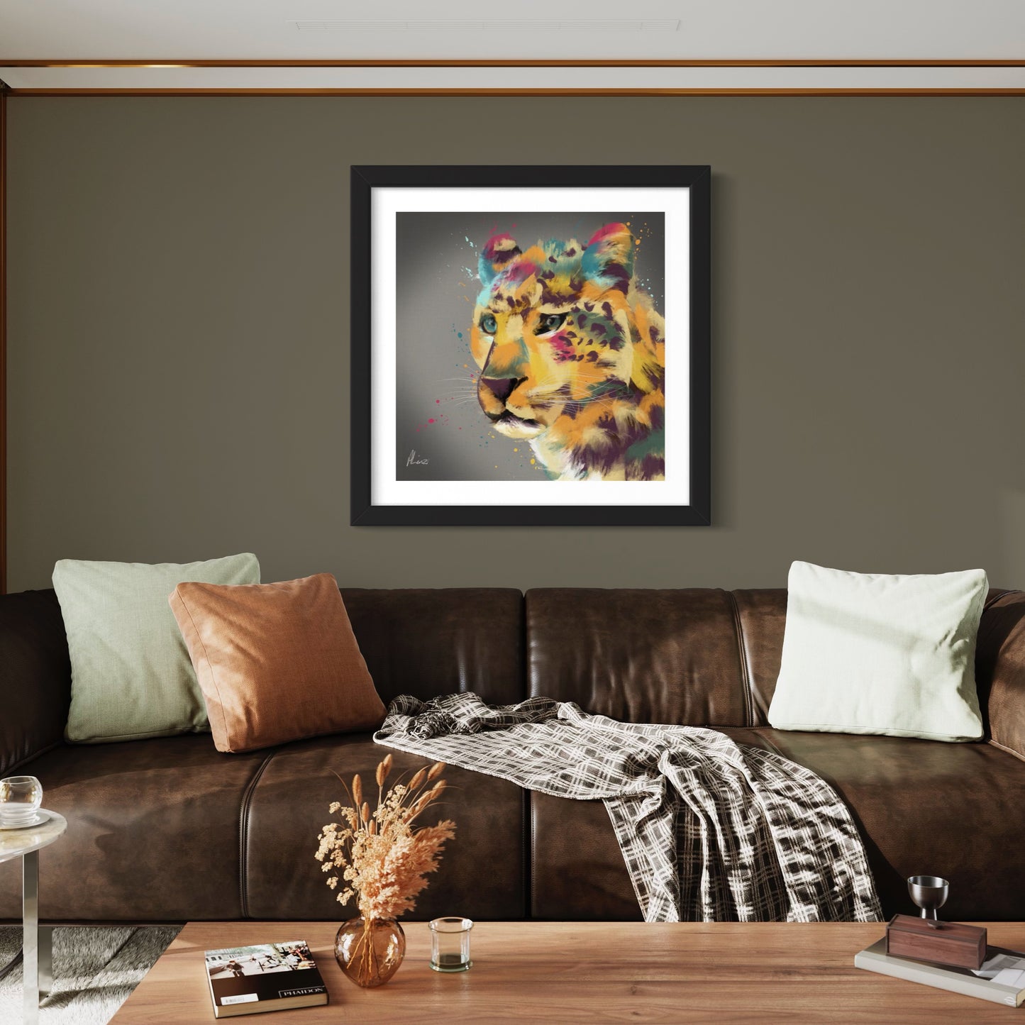 Colourful Cheetah Liquid Foil Framed Wall Art