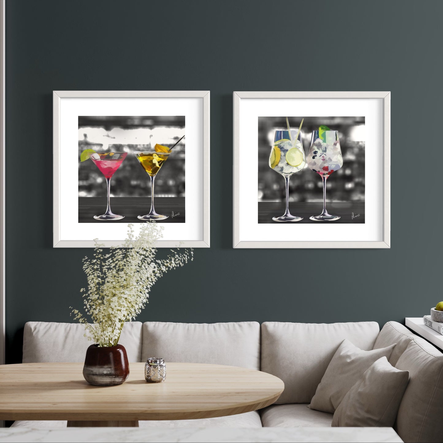 Cocktail Drinks Painting Print Framed