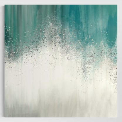 Teal Green and Gold Abstract on Canvas