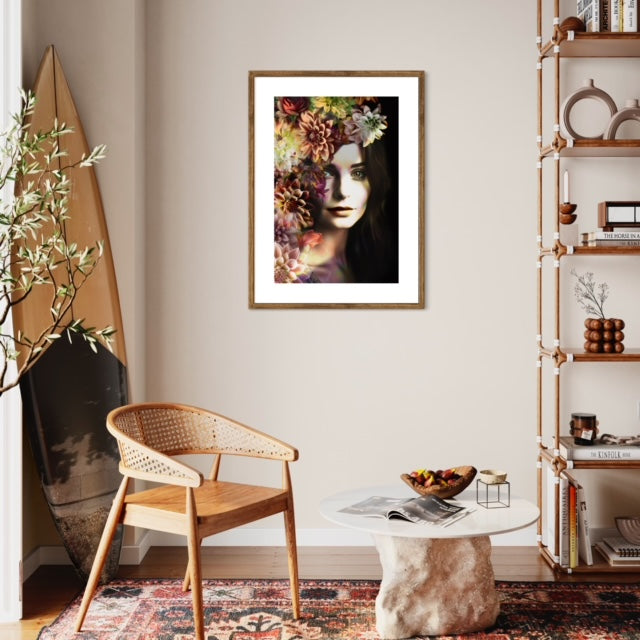 Floral Woman Autumn Season Framed Print