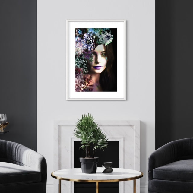 Floral Woman Winter Season Framed Print