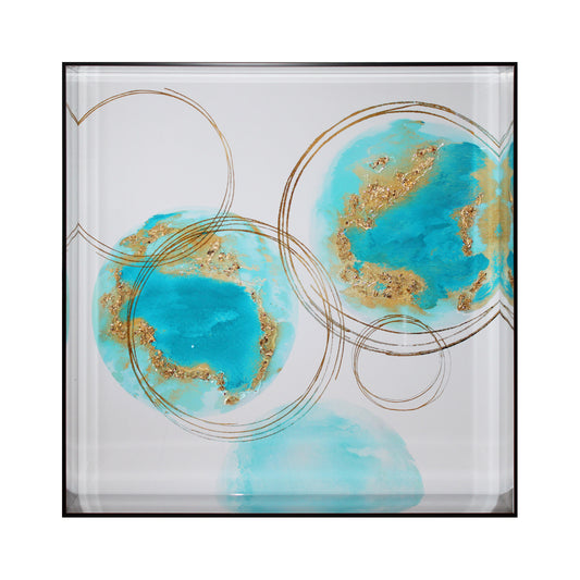 Bubbles Aqua & Gold I 89x89cm