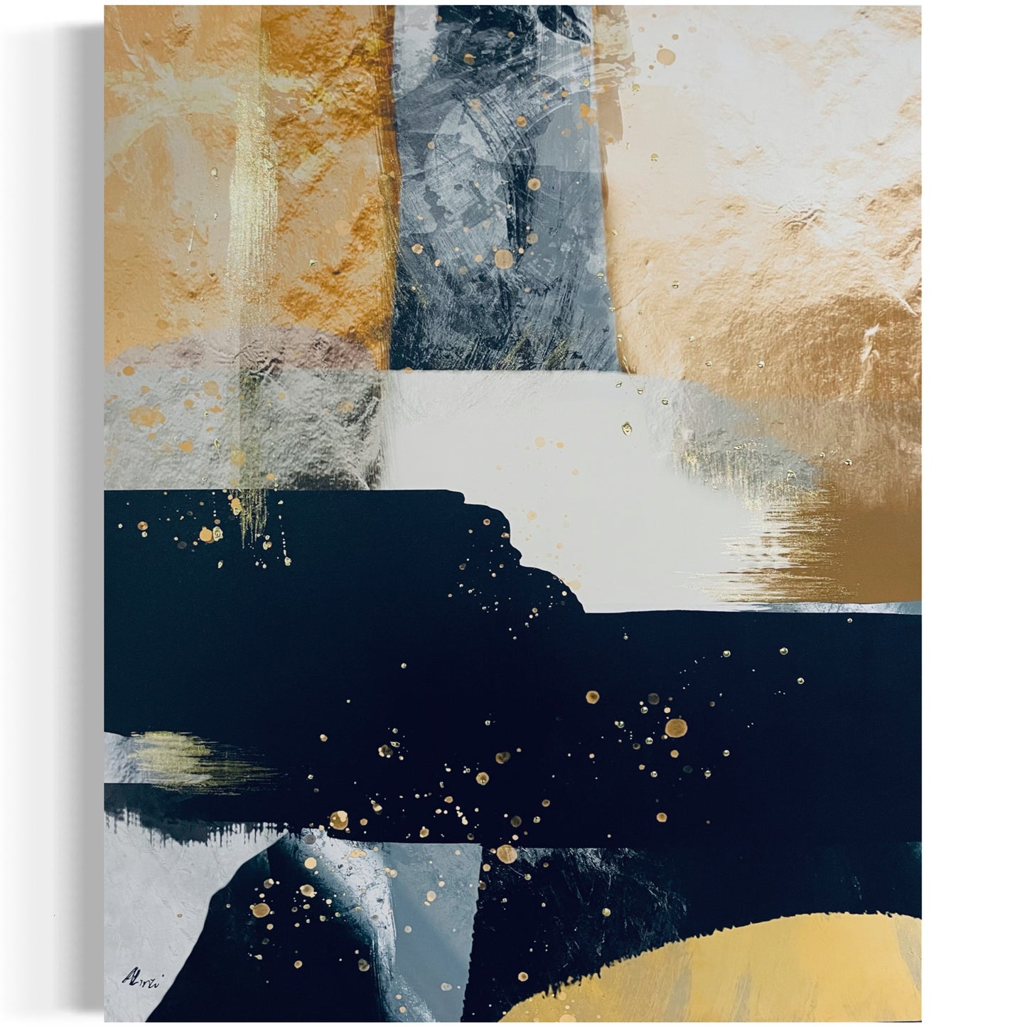 Gold Abstract 1 Painting Print on Canvas