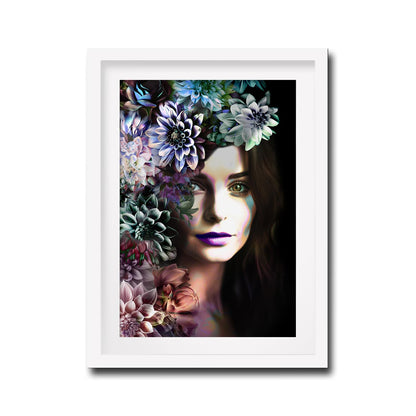 Floral Woman Winter Season Framed Print