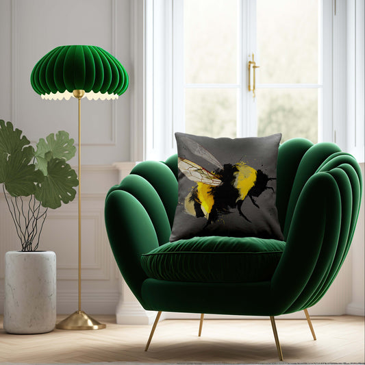 Bee-III Grey Cushion 45 x 45cm Luxury Faux Suede