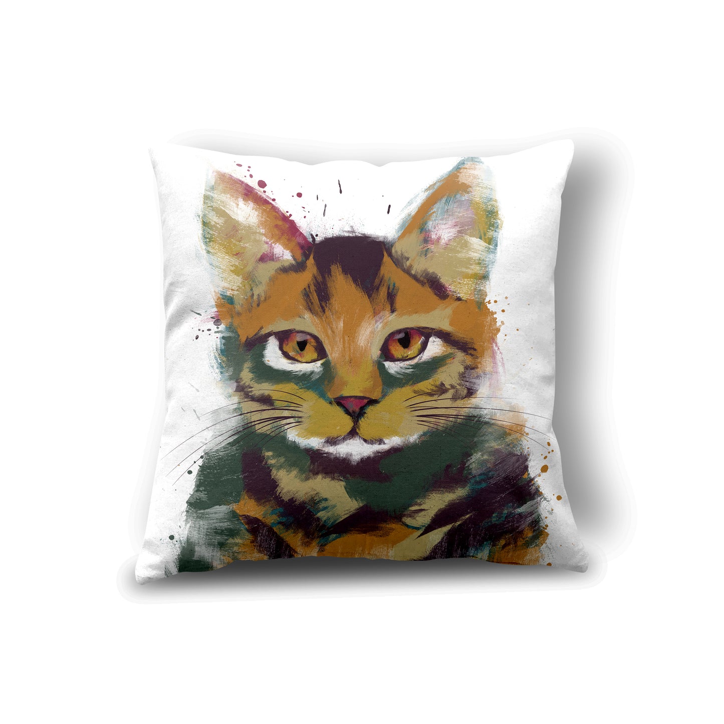 Cat Multicoloured Tabby Cushion 45 x 45cm Luxury Faux Suede