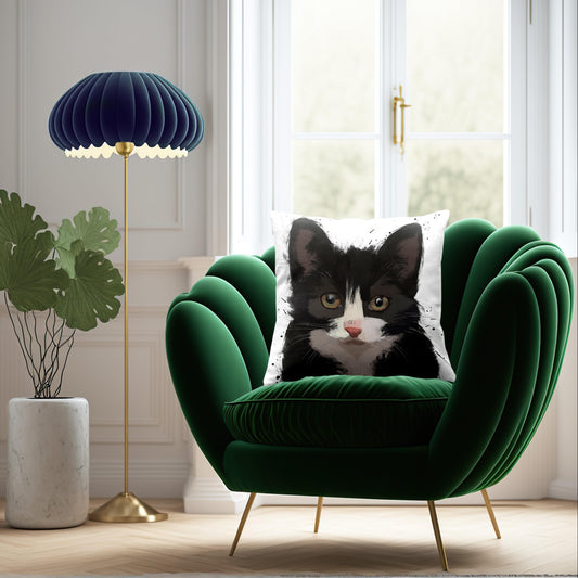 Cat Black Cushion 45 x 45cm Luxury Faux Suede