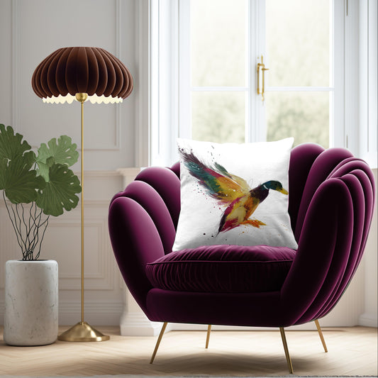 Colourful Duck Cushion 45 x 45cm Luxury Faux Suede