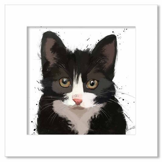 Cat Black Painting Print