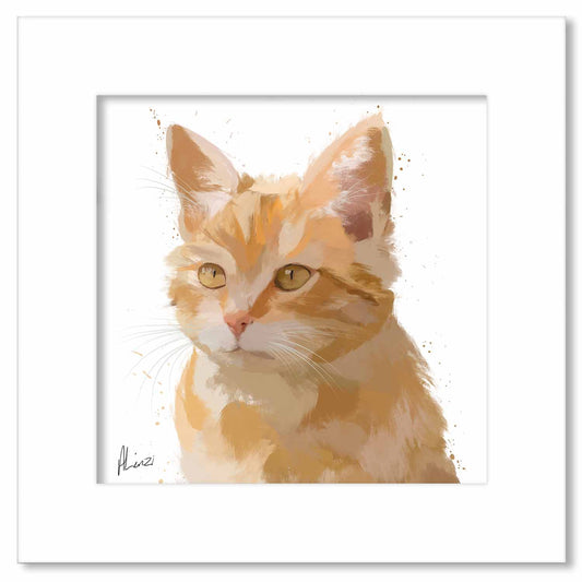 Cat Ginger Painting Print