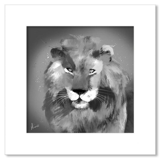 Lion Silver Painting Print