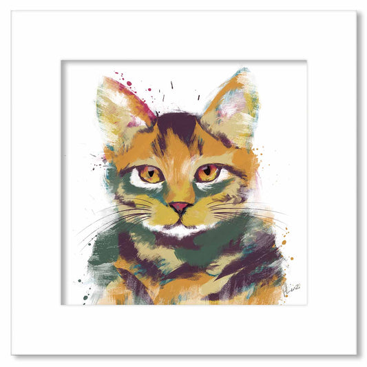 Cat Multicoloured Tabby Painting Print
